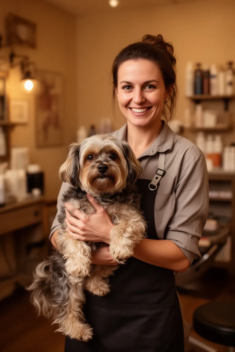 Rachel with a happy dog